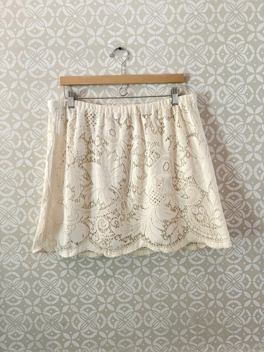 Cream Lace Skirt-Handmade from vintage tablecloth